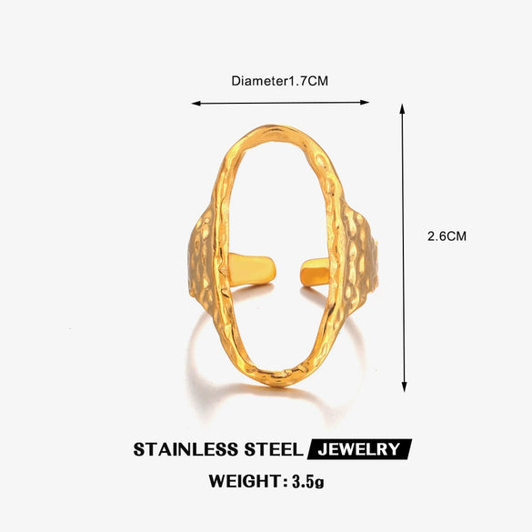 Women's Electroplated Stainless Steel Vintage Heart Ring With Geometric Line Pattern