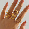 Women's Electroplated Stainless Steel Vintage Heart Ring With Geometric Line Pattern