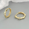 Women's Electroplated 925 Sterling Silver Geometric Bamboo Shaped Hoop Earrings With Ear Buckle