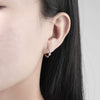 Women's Electroplated 925 Sterling Silver Geometric Bamboo Shaped Hoop Earrings With Ear Buckle