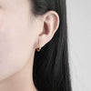 Women's Electroplated 925 Sterling Silver Geometric Bamboo Shaped Hoop Earrings With Ear Buckle