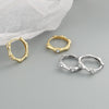 Women's Electroplated 925 Sterling Silver Geometric Bamboo Shaped Hoop Earrings With Ear Buckle