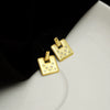 Women's Electroplated Sterling Silver Geometric Earrings With Six Pointed Star And Square Design Retro Light Luxury Style