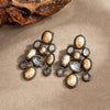 Women's Electroplated Zinc Alloy Teardrop And Oval Rhinestone Tassel Earrings With Stainless Steel Posts Geometric Light Luxury Jewelry