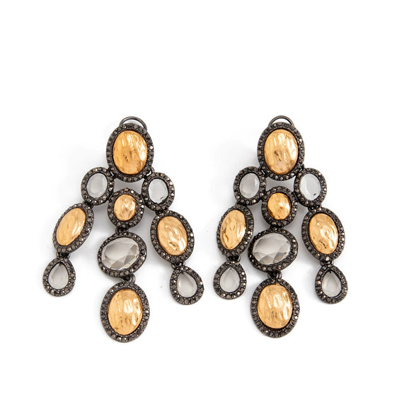 Women's Electroplated Zinc Alloy Teardrop And Oval Rhinestone Tassel Earrings With Stainless Steel Posts Geometric Light Luxury Jewelry