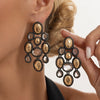 Women's Electroplated Zinc Alloy Teardrop And Oval Rhinestone Tassel Earrings With Stainless Steel Posts Geometric Light Luxury Jewelry