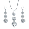 Women's Electroplated Zircon Drop Shape Necklace And Earrings Jewelry Set With Snake Bone Chain Water Drop Design