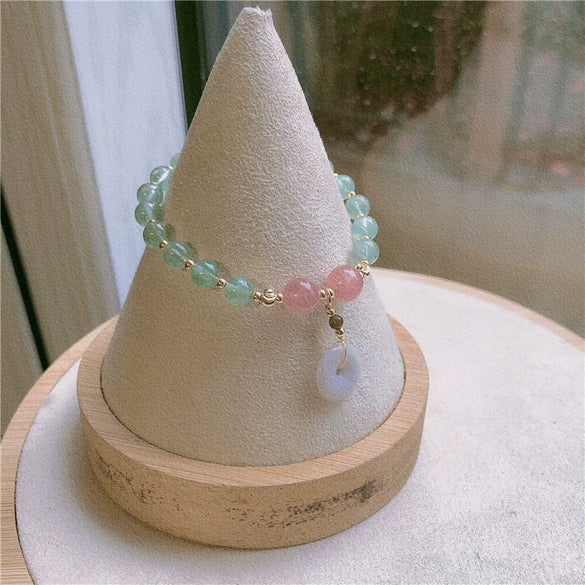 Women's Elegant Alloy Crystal And Freshwater Pearl Geometric Bangle Bracelet With Jade Style Accents