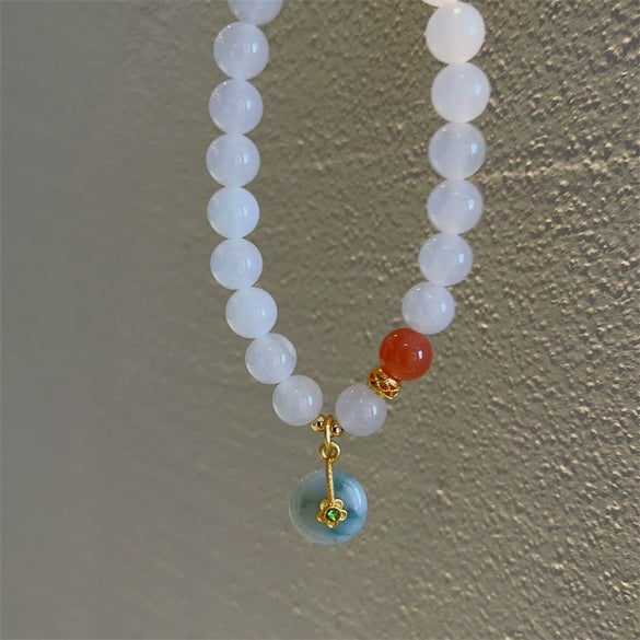 Women's Elegant Alloy Crystal And Freshwater Pearl Geometric Bangle Bracelet With Jade Style Accents