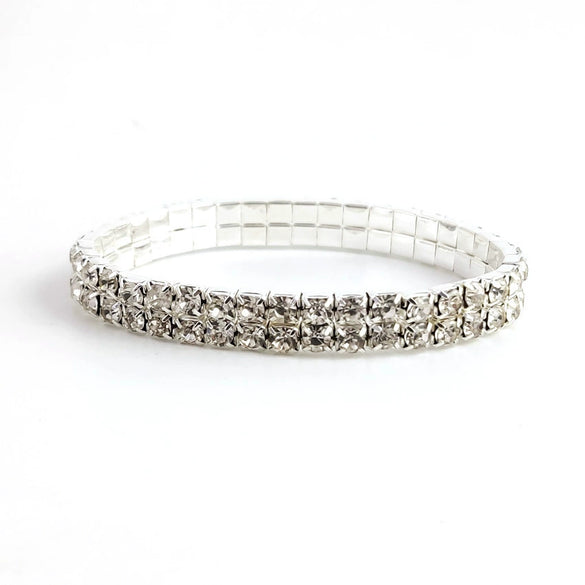 Women's Elegant Alloy Crystal Bracelet Simple Geometric Full Diamond Style Elastic Single Row And Multi Row Fashion Bracelet