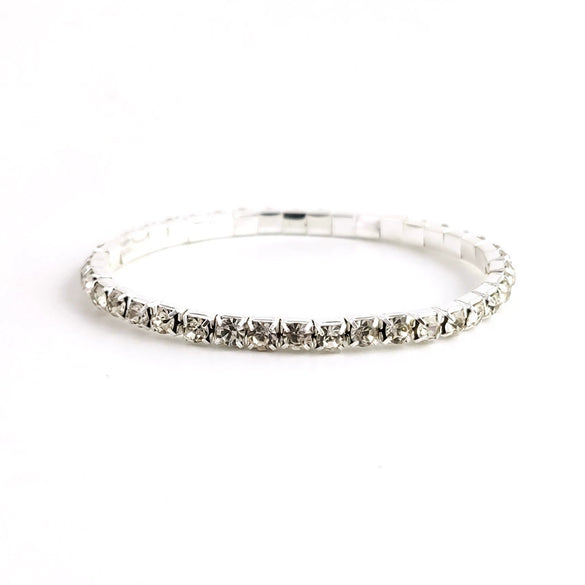 Women's Elegant Alloy Crystal Bracelet Simple Geometric Full Diamond Style Elastic Single Row And Multi Row Fashion Bracelet