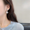 Women's Elegant Bow Rear Hanging Earrings With Resin Eternal Flower Design Sweet Fresh All Match Dangle Earrings