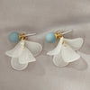 Women's Elegant Bow Rear Hanging Earrings With Resin Eternal Flower Design Sweet Fresh All Match Dangle Earrings