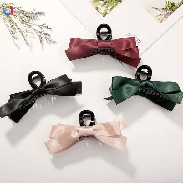 Women's Elegant Bow Shark Clip Hairpin Large Handmade Backofhead Hair Accessory For Stylish Hairstyles