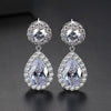 Women's Elegant Copper Crystal Drop Earrings With Geometric Zircon Design Electroplated Fashion Jewelry