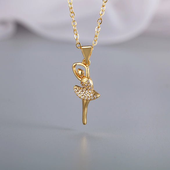 Women's Elegant Copper Heart Geometric Pendant Necklace With Micropaved Detail And Ochain Design