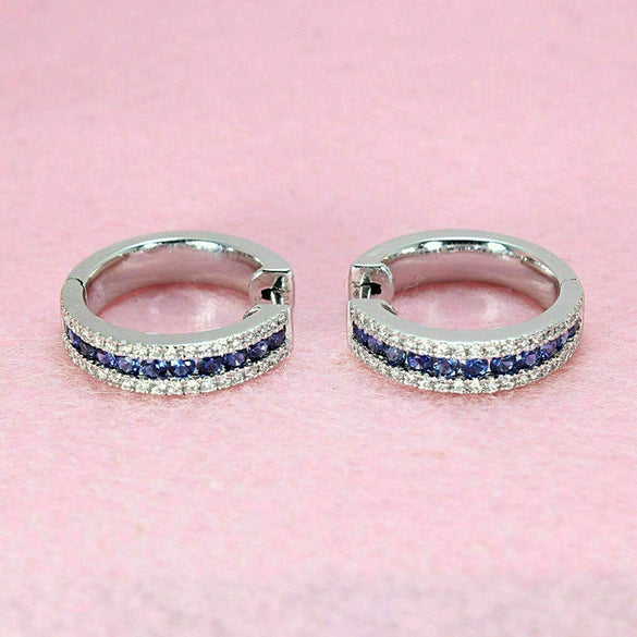 Women's Elegant Copper Imitation Sapphire Zircon Geometric Earrings