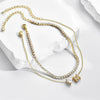 Women's Elegant Copper Layered Anklet With Heart Shaped Zircon Inlay Letter Bead Pendant Adjustable Ankle Chain