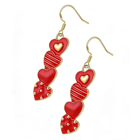 Women's Elegant Electroplated Alloy Heart Pendant Earrings With Stainless Steel Pins And Niche Fashion Style