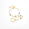 Women's Elegant Emerald Heart Zircon Titanium Steel Ring Bracelet With Animal Zodiac Pattern And Electroplating
