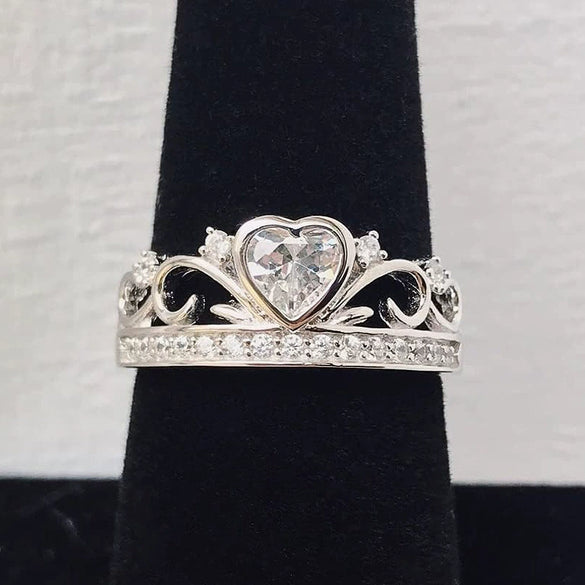 Women's Elegant Exquisite Princess Style Heartshaped Copper Ring With Zirconia
