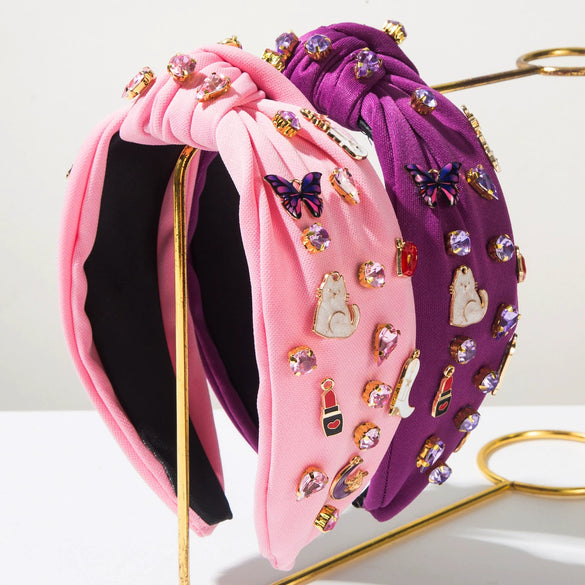 Women's Elegant Fabric Headband With Diamond Set For Music Festival