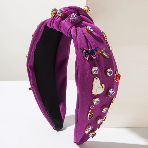 Women's Elegant Fabric Headband With Diamond Set For Music Festival