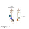 Women's Elegant Fashion Titanium Steel Zircon Flower Tassel Geometric Electroplated Earrings