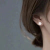 Women's Elegant Fashionable Ear Studs With Pearl Mango Shape Alloy Material Electroplating Treatment And Bow Pattern