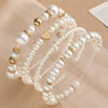 Women's Elegant Faux Pearl Bracelet With Love Charm Simple Fashion Resin Jewelry Accessory