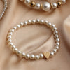 Women's Elegant Faux Pearl Bracelet With Love Charm Simple Fashion Resin Jewelry Accessory