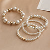 Women's Elegant Faux Pearl Bracelet With Love Charm Simple Fashion Resin Jewelry Accessory