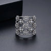 Women's Elegant Flower Open Ring Copper Electroplated Micro Pave Zircon Adjustable Fashion Ring