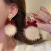 Women's Elegant Geometric Bow And Snowflake Drop Earrings With Silver Posts Electroplated Alloy Design Refined Statement Jewelry
