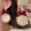 Women's Elegant Geometric Bow And Snowflake Drop Earrings With Silver Posts Electroplated Alloy Design Refined Statement Jewelry