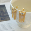 Women's Elegant Geometric Brass Inlaid Zircon Triangle Tassel Earrings With Titanium Steel Ear Pin And Electroplating