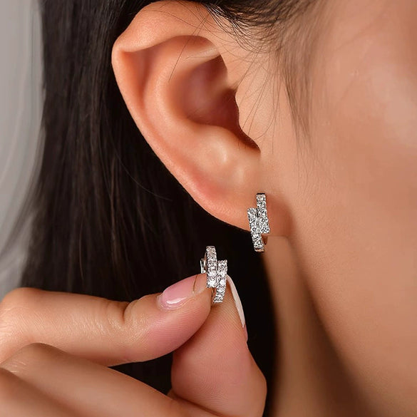 Women's Elegant Geometric Copper Earrings Microinlaid Zirconia