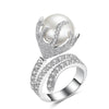 Women's Elegant Geometric Copper Imitation Pearl Diamond Ring Jewelry With Zirconia