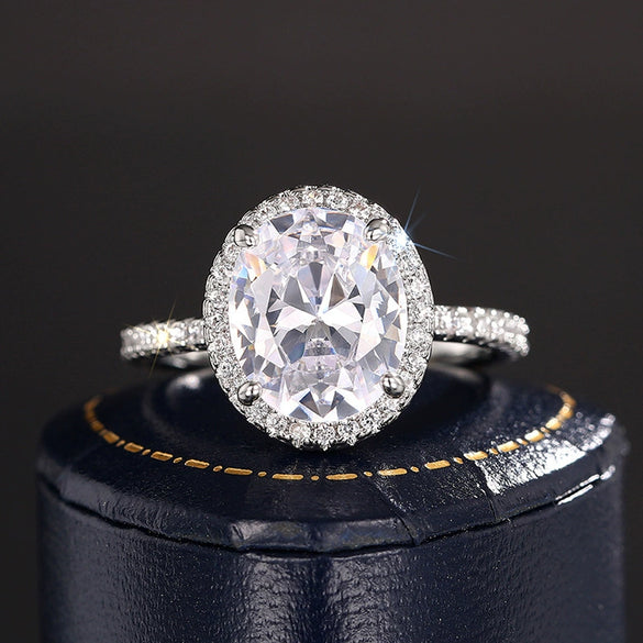 Women's Elegant Geometric Copper Oval Zircon Ring