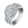 Women's Elegant Geometric Copper Ring Threepiece Set With Zirconia
