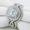 Women's Elegant Geometric Copper Ring Threepiece Set With Zirconia