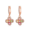 Women's Elegant Geometric Natural Tourmaline Earrings S925 Silver 10K Gold Plated With Diamond Design