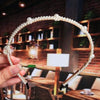 Women's Elegant Handmade Braided Pearl Bow Headband With Diamond Accent Hair Accessory