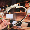Women's Elegant Handmade Braided Pearl Bow Headband With Diamond Accent Hair Accessory