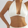 Women's Elegant Layered Copper Bikini Belly Chain Geometric Waist Jewelry With Electroplated Bohemian Style