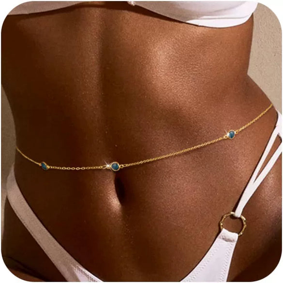 Women's Elegant Layered Copper Bikini Belly Chain Geometric Waist Jewelry With Electroplated Bohemian Style