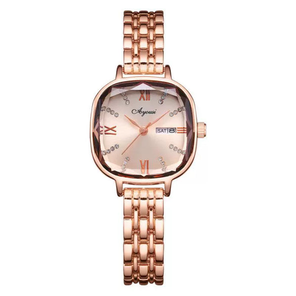Women's Elegant Light Luxury Alloy Waterproof Luminous Round Dial Watch
