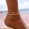 Women's Elegant Light Luxury Copper Four Leaf Clover Double Layer Anklet With Leaf Pattern Foot Jewelry