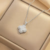 Women's Elegant Light Luxury Full Zirconium Fourleaf Clover Stainless Steel Ochain Pendant Necklace With Geometric Pattern And Titanium Steel Electroplating In Vacuum Furnace