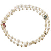 Women's Elegant Natural Pearl Long Pendant Necklace With Geometric Plaid Pattern And Bamboo Chain 18K Real Gold Electroplated